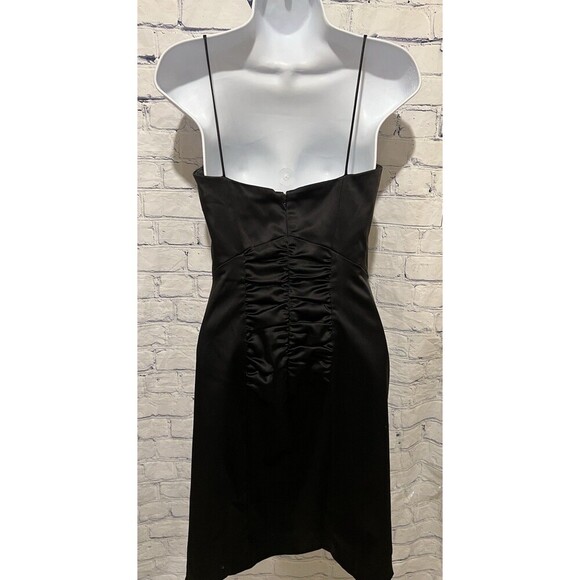 Nicole Miller Collection Black Spaghetti Strap Ruched Cocktail Dress - Size 6 - Picture 4 of 7